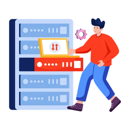 Businessman doing Server transfer  Illustration