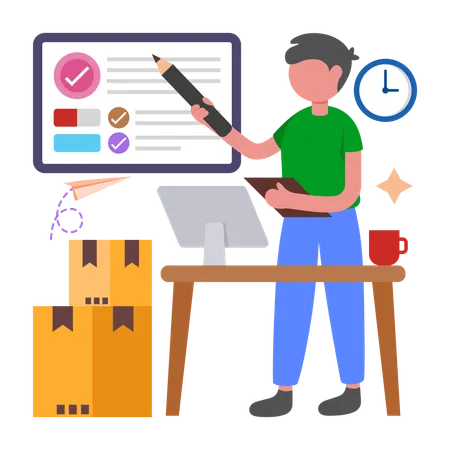 Businessman doing Service Quality Check  Illustration