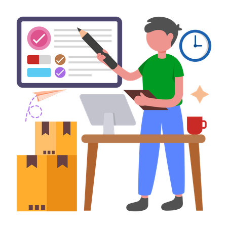 Businessman doing Service Quality Check  Illustration