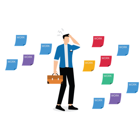 Businessman doing set work reminders  Illustration