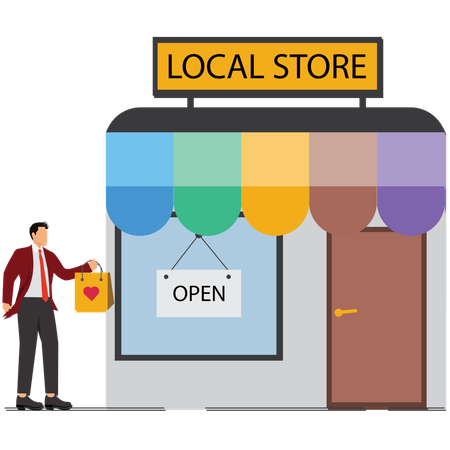 小売店で買い物をするビジネスマン  イラスト