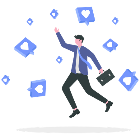 Businessman doing social media influence  Illustration