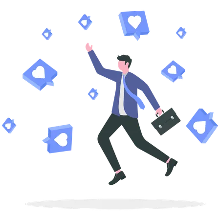 Businessman doing social media influence  Illustration