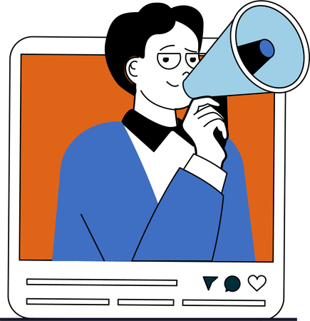 Businessman doing social media marketing  Illustration