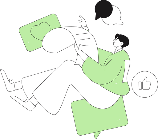 Businessman doing social media marketing  Illustration