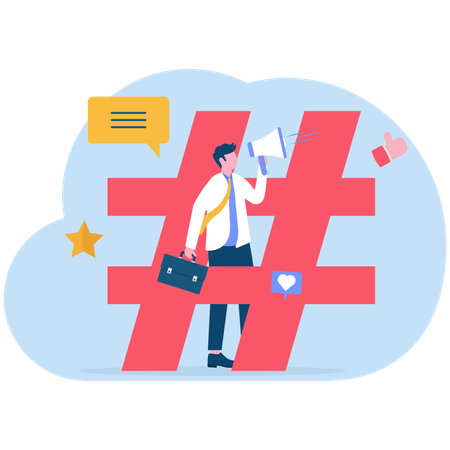 Businessman doing social media marketing  Illustration