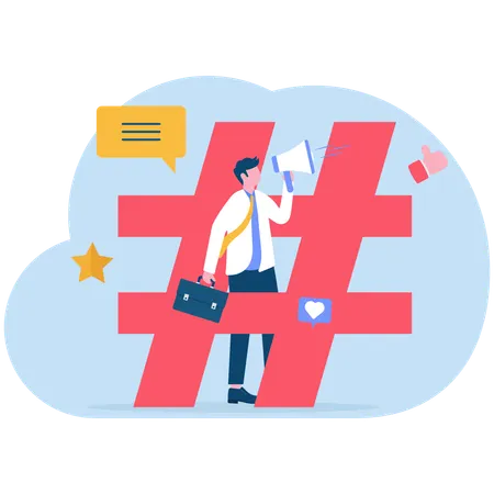Businessman doing social media marketing  Illustration