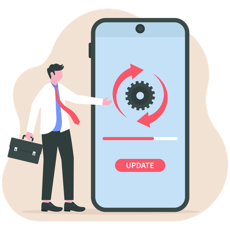 Businessman doing software update  Illustration