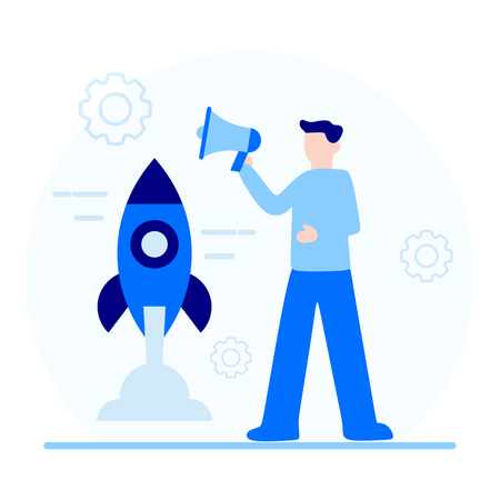 Businessman doing startup marketing  Illustration