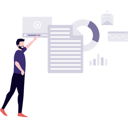 Businessman doing statistics analysis  Illustration