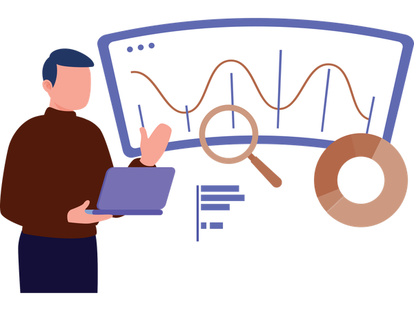 Businessman doing statistics visualisation  Illustration