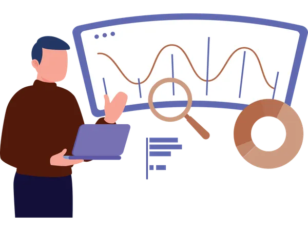Businessman doing statistics visualisation  Illustration