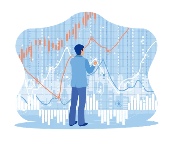 Businessman Doing Stock Market Analysis  Illustration