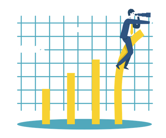 Businessman doing stock market analysis  Illustration