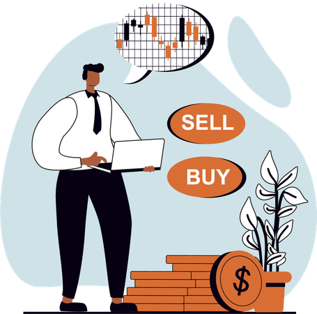 Businessman doing stock market analysis  Illustration