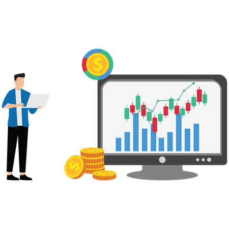 Businessman doing stock market trading  Illustration