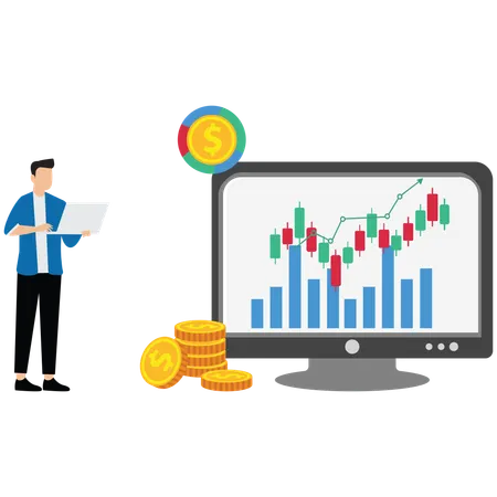 Businessman doing stock market trading  Illustration