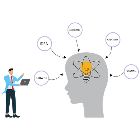 Businessman doing Strategic Idea Development  Illustration