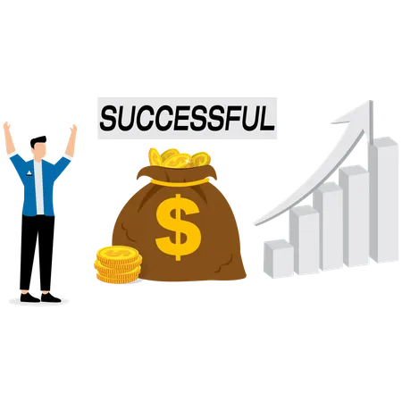 Businessman doing successful investment  Illustration