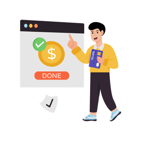 Businessman doing successful Payment  Illustration