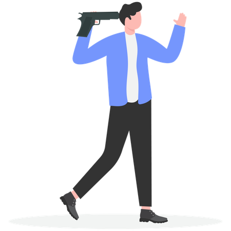 Businessman doing suicide  Illustration