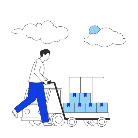 Businessman doing supply chain management  Illustration