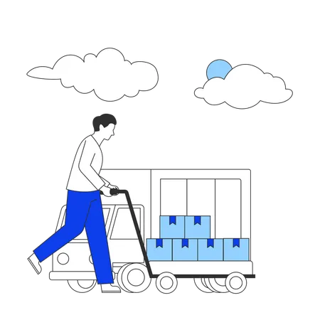 Businessman doing supply chain management  Illustration