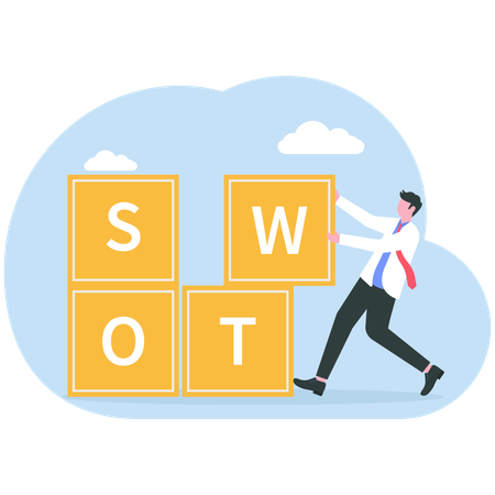 Businessman doing SWOT analysis  Illustration