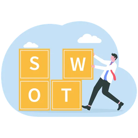 Businessman doing SWOT analysis  Illustration