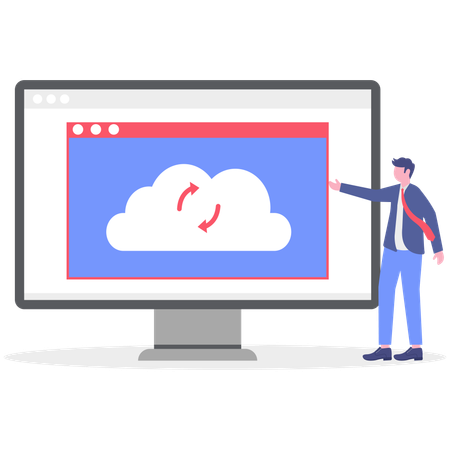 Businessman doing system installation  Illustration