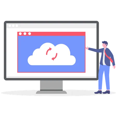 Businessman doing system installation  Illustration