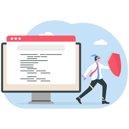 Businessman doing system protection  Illustration