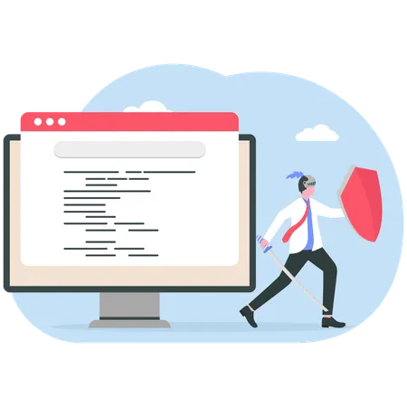 Businessman doing system protection  Illustration