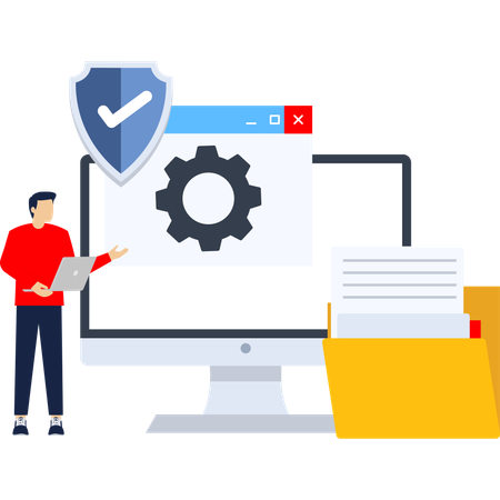 Businessman doing system settings  Illustration