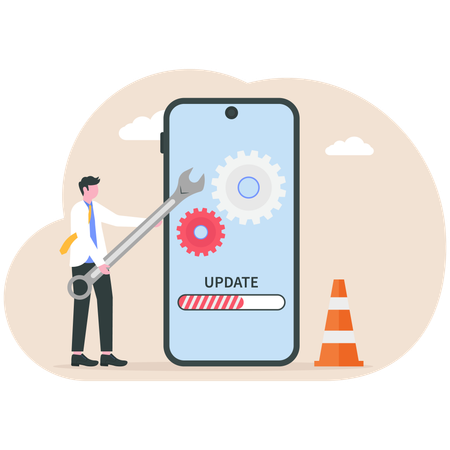 Businessman doing system update  Illustration