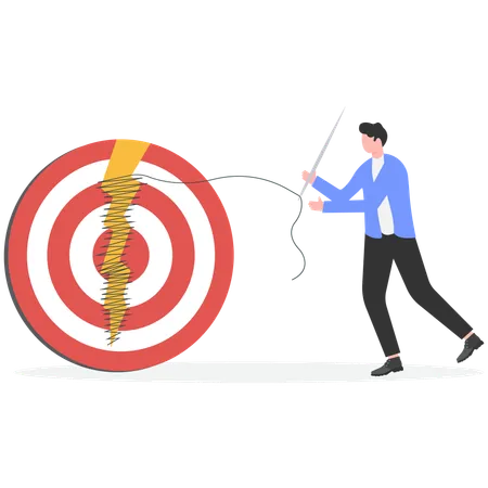 Businessman doing target management  Illustration