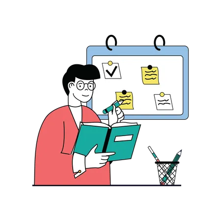 Businessman doing task management  Illustration