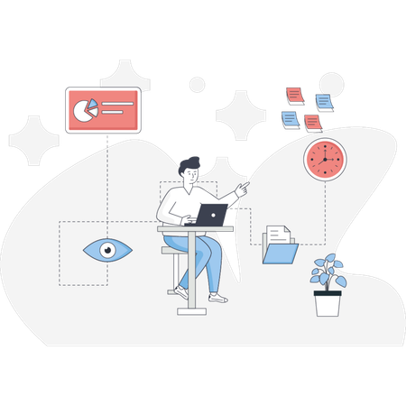 Businessman Doing Task Management  Illustration