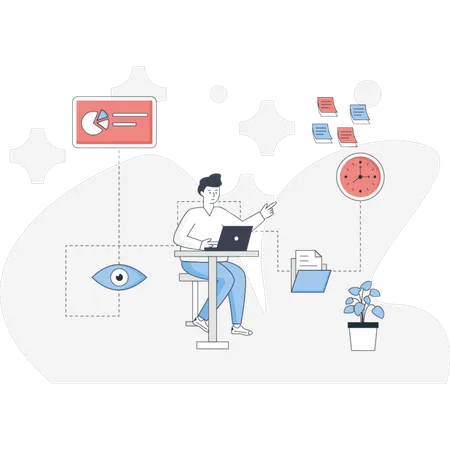 Businessman Doing Task Management  Illustration