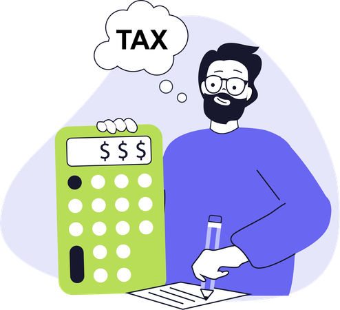 Businessman doing tax calculation  Illustration