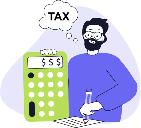 Businessman doing tax calculation  Illustration