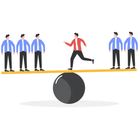 Businessman doing team balancing  Illustration