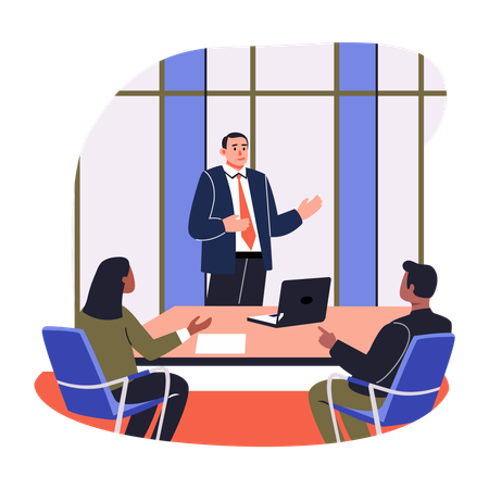 Businessman doing Team Discussion  Illustration