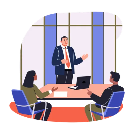 Businessman doing Team Discussion  Illustration