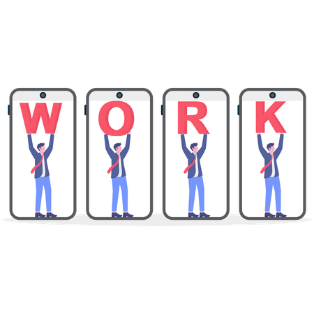 Businessman doing team work  Illustration