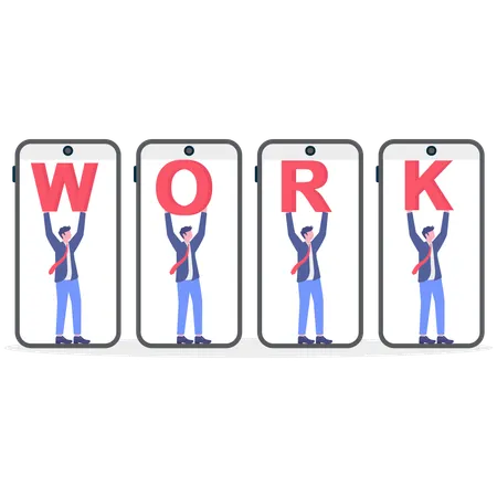 Businessman doing team work  Illustration