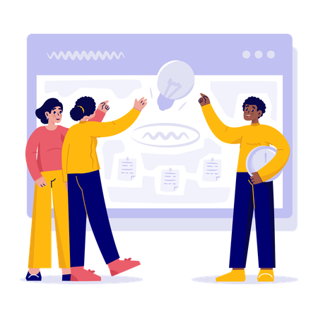 Businessman doing Teamwork brainstorming  Illustration