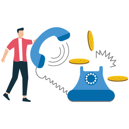 Businessman doing Telemarketing Team Selling Products  Illustration