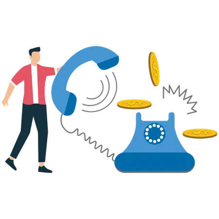 Businessman doing Telemarketing Team Selling Products  Illustration