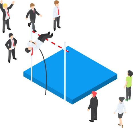 Businessman doing the pole vault  Illustration